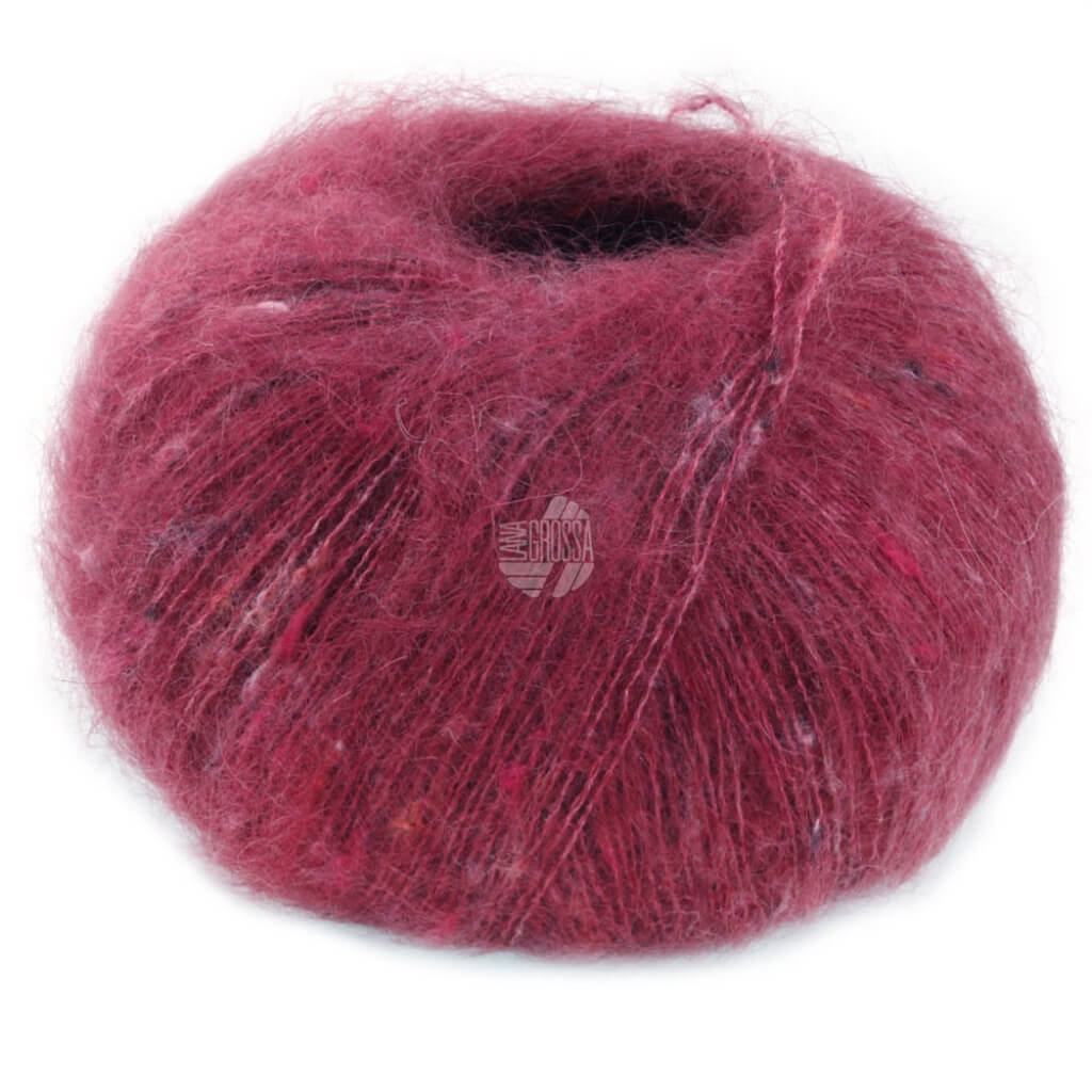 Lana Grossa Natural Superkid Tweed, Farbe 612 Orientrot – Baumwolle, Mohair und Seide bei Lieblingsgarn
