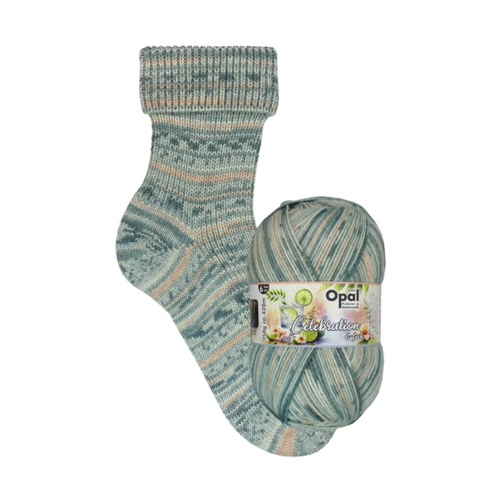Opal 6fach Celebration, Farbe 11696 Limettenparty – Schurwolle und Synthetik bei Lieblingsgarn