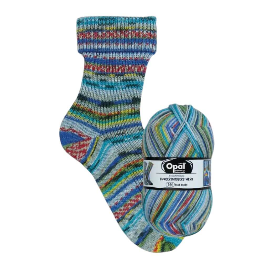 Opal Hundertwasser IV, Farbe 4050 Blue Blues – Schurwolle und Synthetik bei Lieblingsgarn