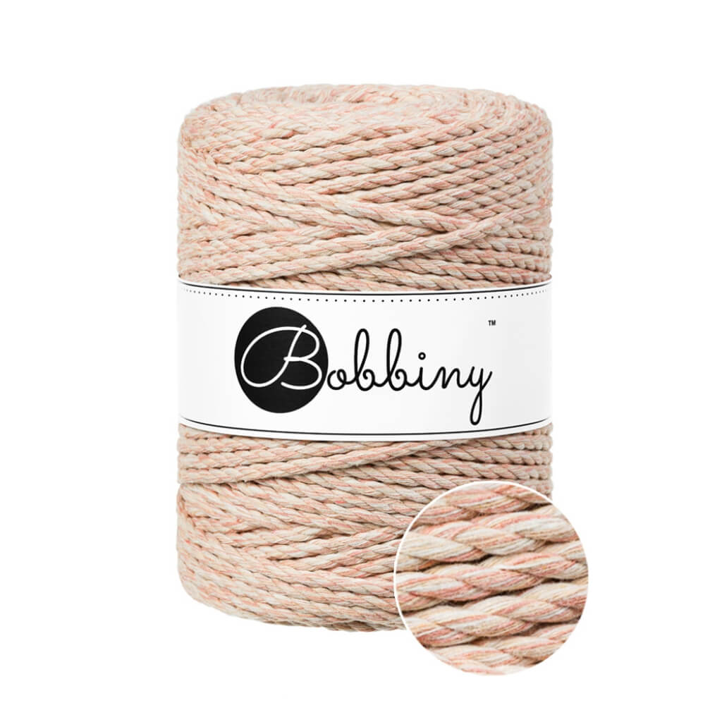 Bobbiny Makramee Garn 5 mm x 100 m gedreht Peach Shake Lieblingsgarn
