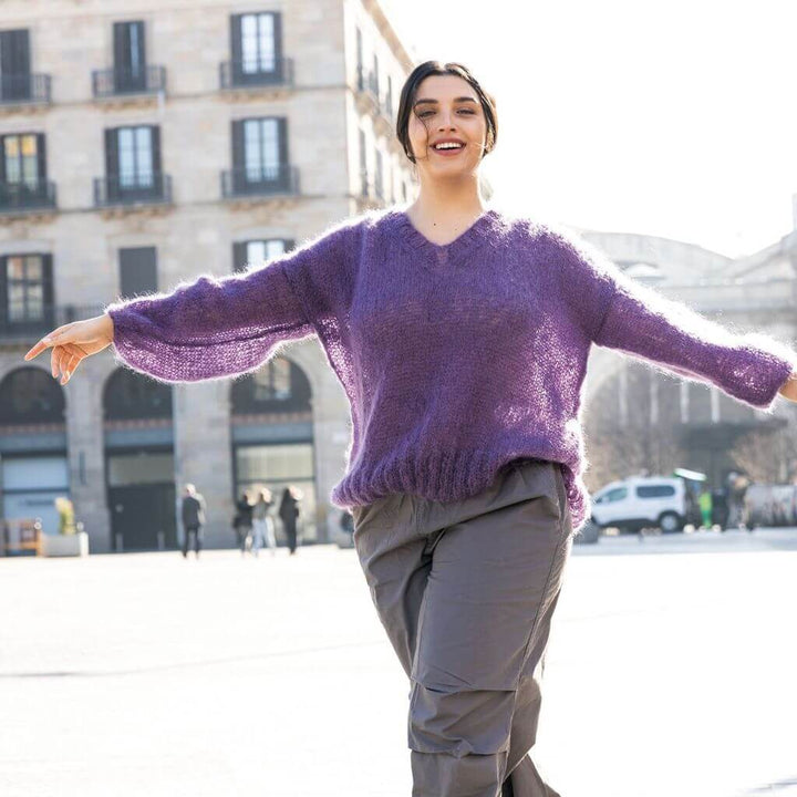 Oversize Pullover V-Ausschnitt Ingenua Strickanleitung - Katia (PDF)