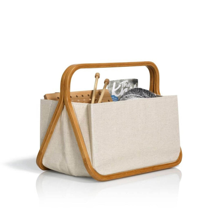 Prym Fold &amp; Store Basket "Canvas &amp; Bamboo" bei bei bei bei Lieblingsgarn