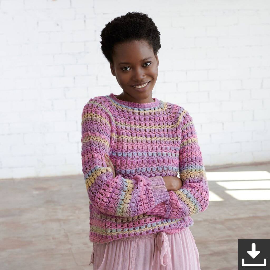 Katia Pattern Damen Pullover Bottom-Up Häkelanleitung - Katia (PDF) bei bei bei bei Lieblingsgarn