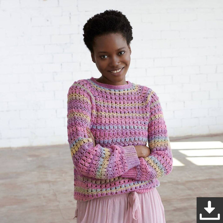 Katia Pattern Damen Pullover Bottom-Up Häkelanleitung - Katia (PDF) bei bei bei bei Lieblingsgarn