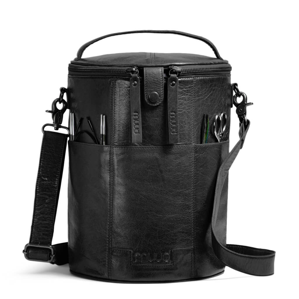 muud Saturn XL - Projekttasche aus Leder, Farbe Black – Leder bei Lieblingsgarn