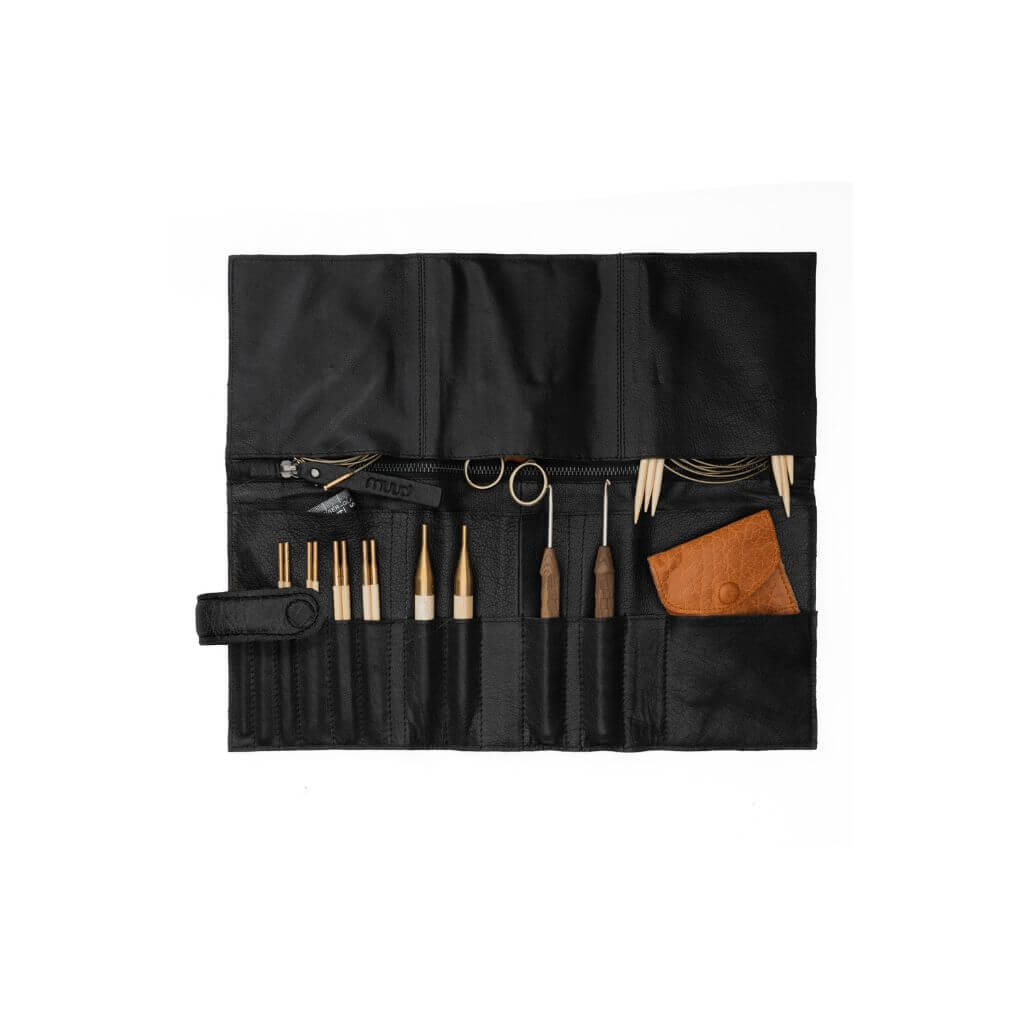 muud Stockholm - Ledertasche für Nadelsysteme bei bei bei bei bei bei bei bei Lieblingsgarn