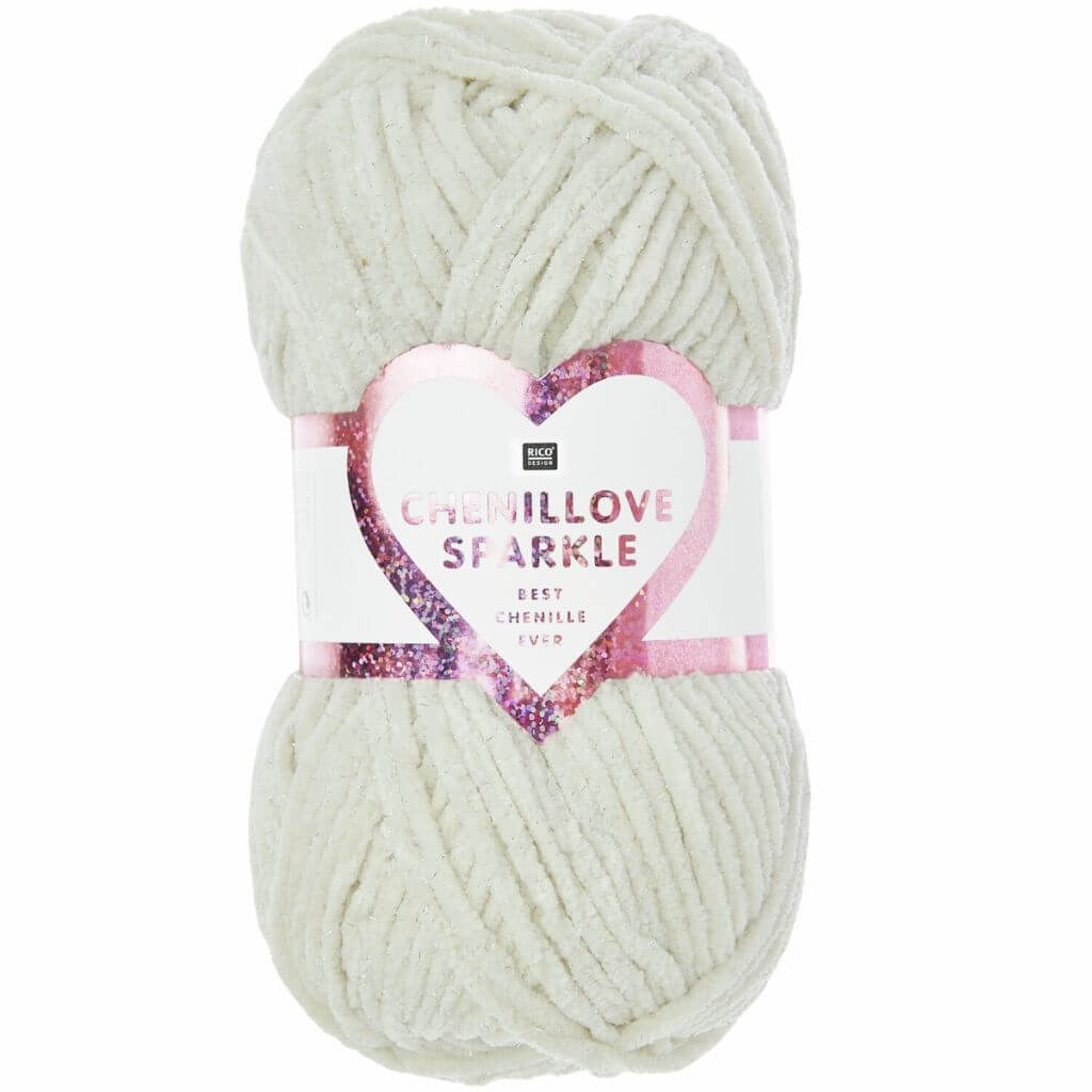 Rico Design Chenillove Sparkle, Farbe 001 Creme – Synthetik bei Lieblingsgarn
