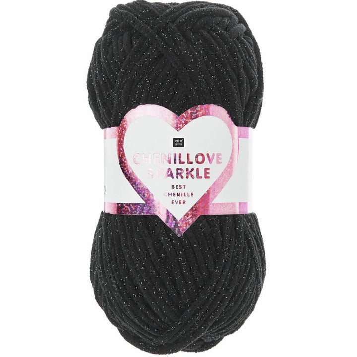 Rico Design Chenillove Sparkle, Farbe 006 Schwarz – Synthetik bei Lieblingsgarn