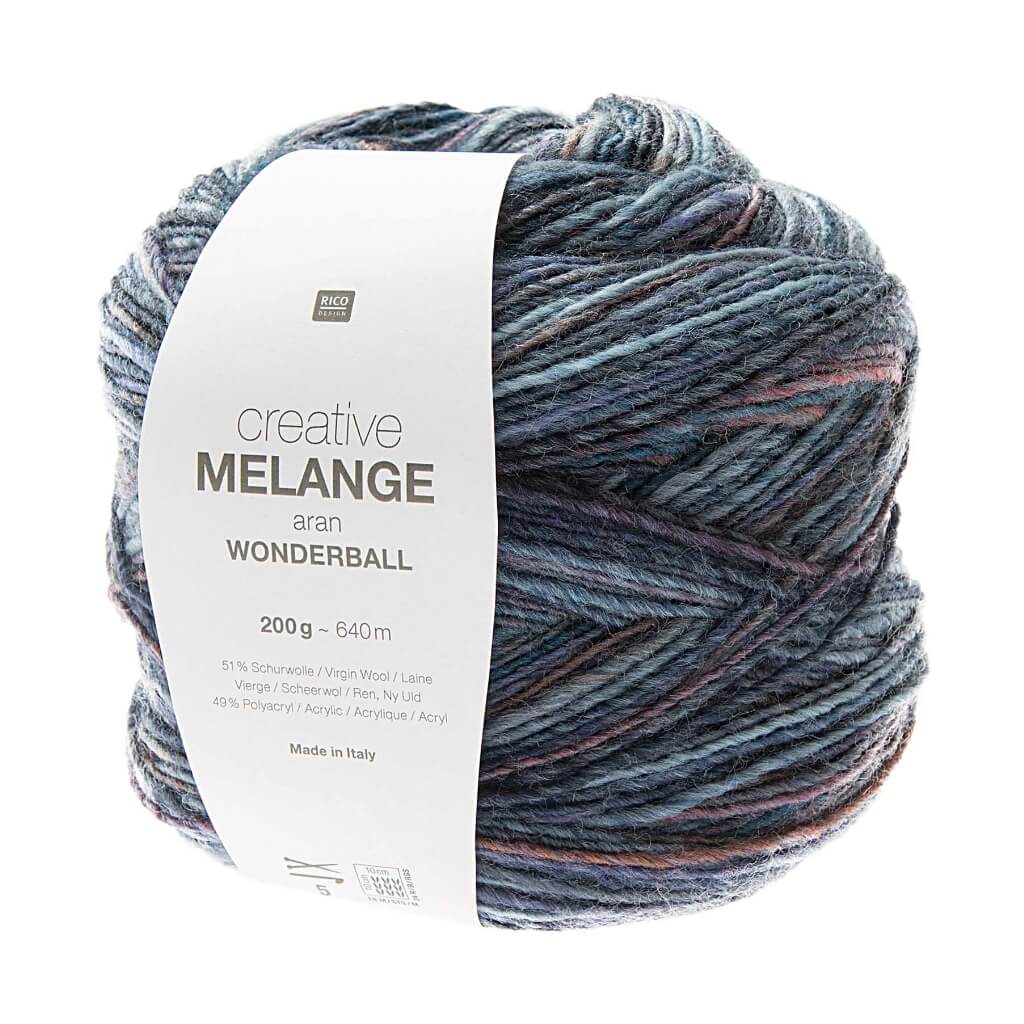 Rico Design Creative Melange Aran Wonderball 200g, Farbe 007 Lila Petrol – Acryl und Schurwolle bei Lieblingsgarn