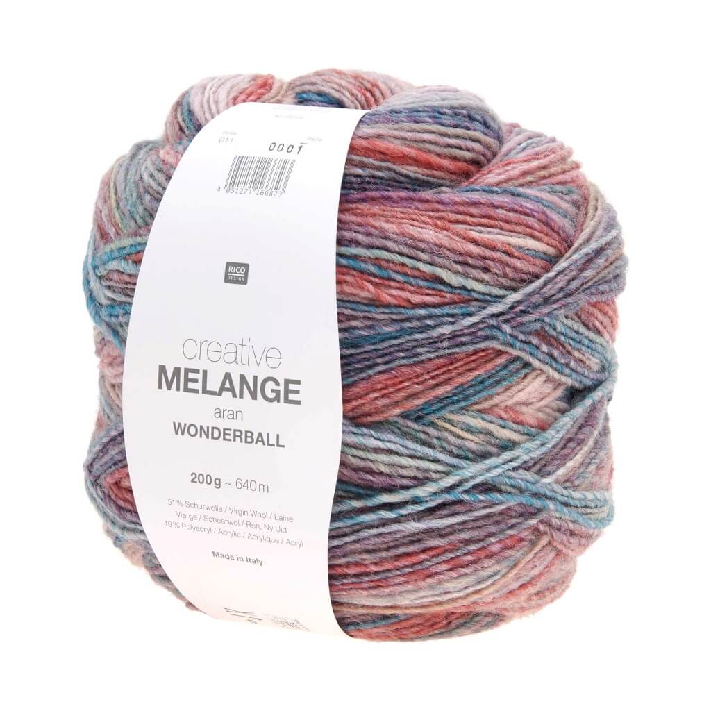 Rico Design Creative Melange Aran Wonderball 200g, Farbe 011 Mauve Efeu – Acryl und Schurwolle bei Lieblingsgarn