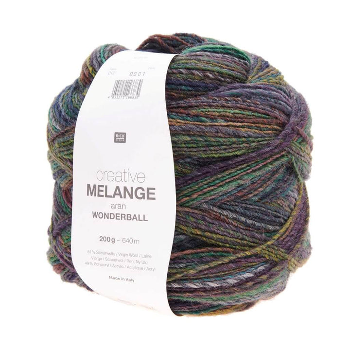 Rico Design Creative Melange Aran Wonderball 200g, Farbe 012 Blau Grün – Acryl und Schurwolle bei Lieblingsgarn
