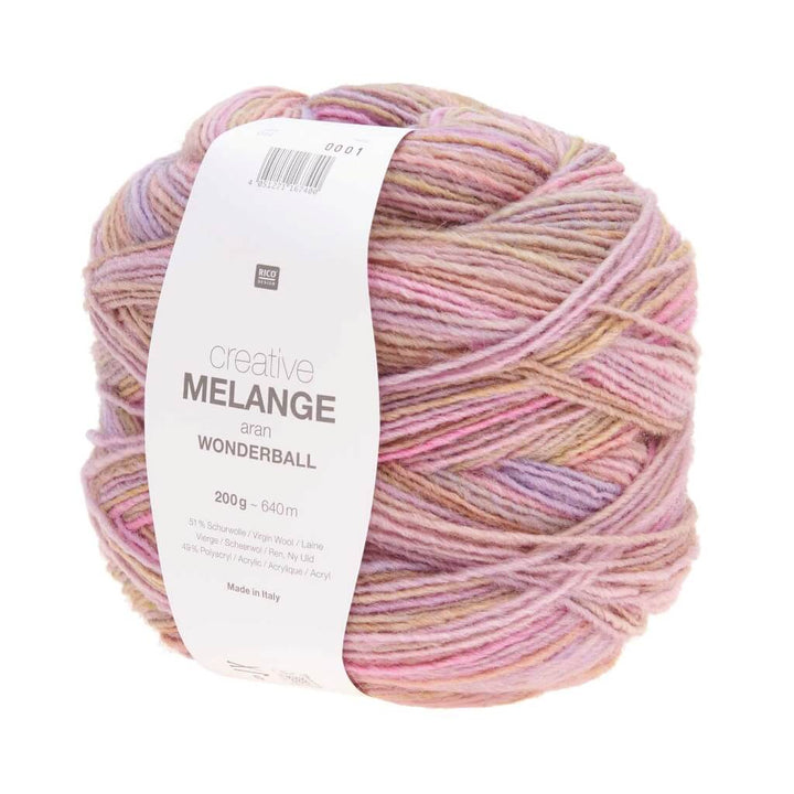 Rico Design Creative Melange Aran Wonderball 200g, Farbe 014 Flieder Pink – Acryl und Schurwolle bei Lieblingsgarn