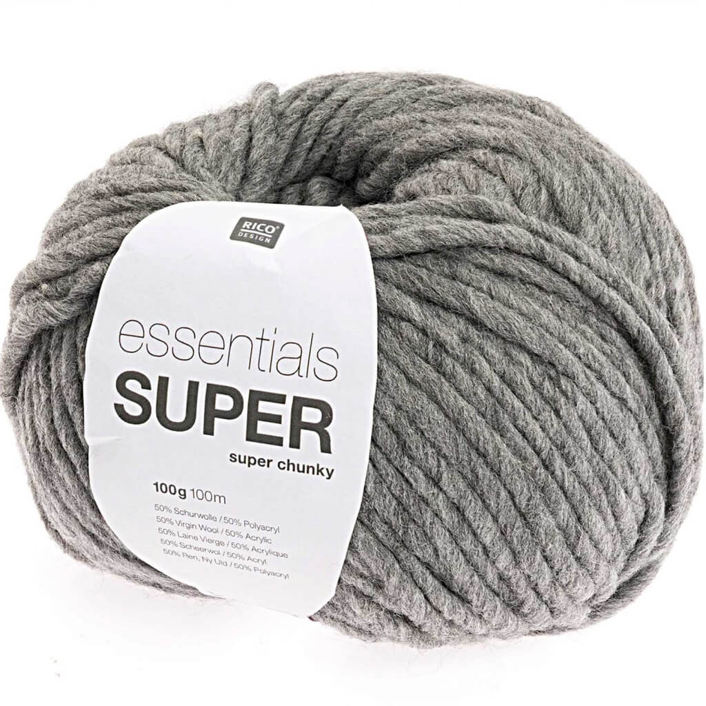 Rico Design Essentials Super Super Chunky - 100g, Farbe 028 Grau – Acryl und Schurwolle bei Lieblingsgarn