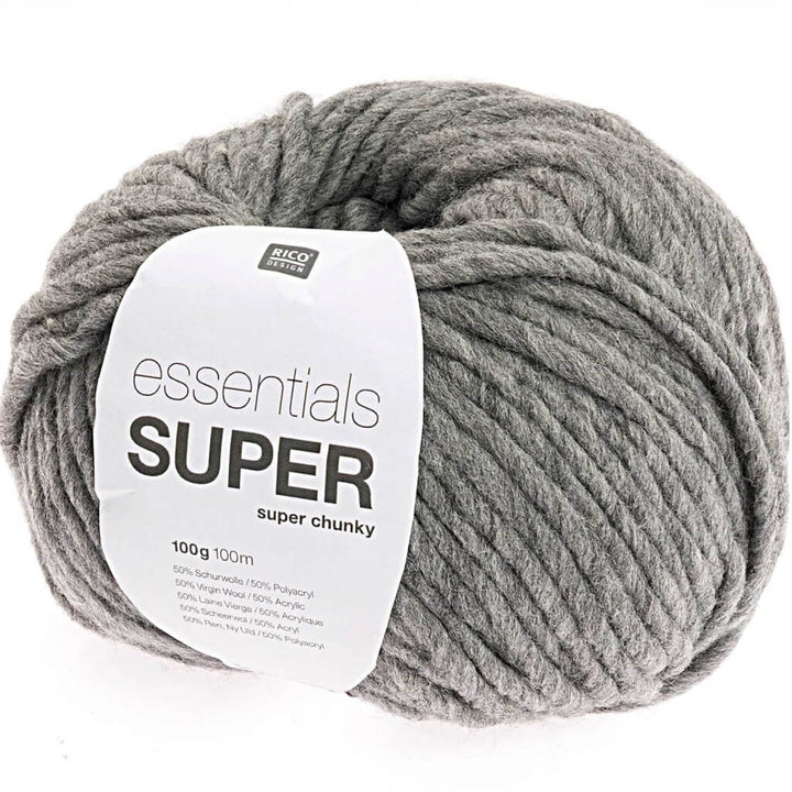 Rico Design Essentials Super Super Chunky - 100g, Farbe 028 Grau – Acryl und Schurwolle bei Lieblingsgarn