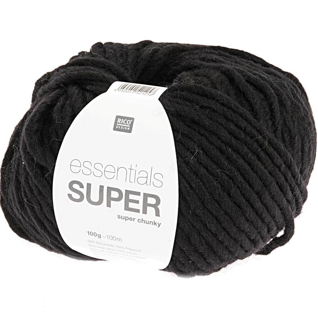 Rico Design Essentials Super Super Chunky - 100g, Farbe 008 Schwarz – Acryl und Schurwolle bei Lieblingsgarn