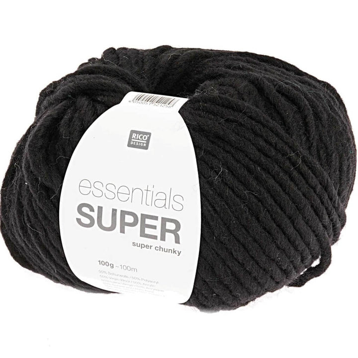 Rico Design Essentials Super Super Chunky - 100g, Farbe 008 Schwarz – Acryl und Schurwolle bei Lieblingsgarn