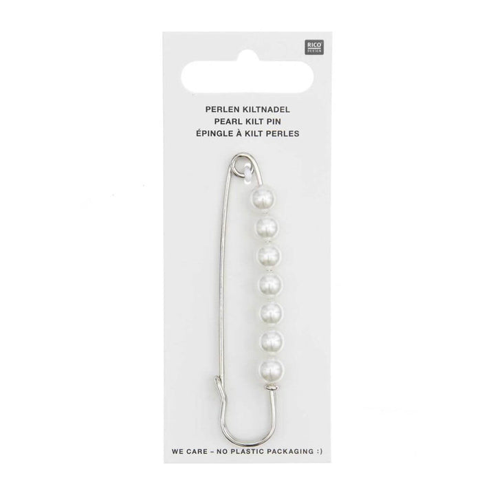 Rico Design Kiltnadel mit Perlen, 76 x 18 mm, Farbe Silber – Metall bei Lieblingsgarn