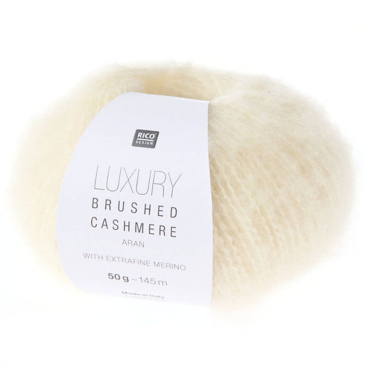 Rico Design Luxury Brushed Cashmere aran, Farbe 001 creme – Kaschmir und Merino bei Lieblingsgarn