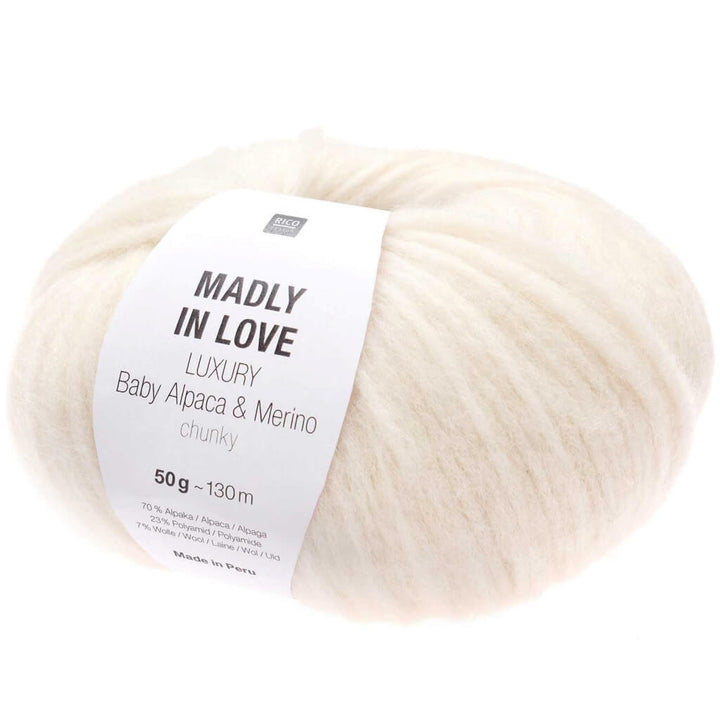 Rico Design Luxury Baby Alpaca &amp; Merino Chunky - Madly in love, Farbe 001 Creme – Alpaka, Polyamid und bei Lieblingsgarn
