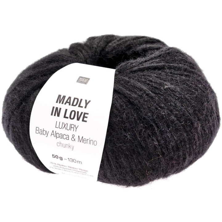 Rico Design Luxury Baby Alpaca &amp; Merino Chunky - Madly in love, Farbe 005 Schwarz – Alpaka, Polyamid und bei Lieblingsgarn