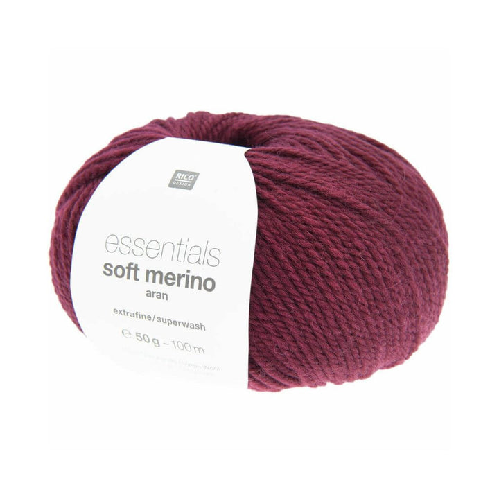 Rico Design Essentials Soft Merino Aran, Farbe 003 Weinrot – Schurwolle bei Lieblingsgarn