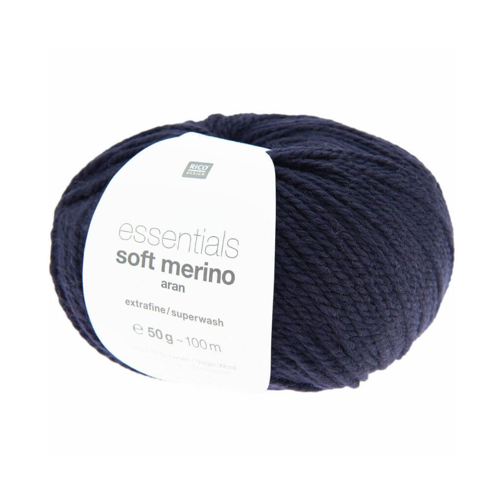 Rico Design Essentials Soft Merino Aran, Farbe 039 Nachtblau – Schurwolle bei Lieblingsgarn
