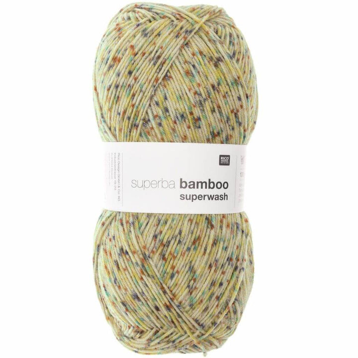 Rico Design Superba Bamboo 4-fädig, Farbe 026 Konfetti Gelb – Schurwolle, Synthetik und Viskose bei Lieblingsgarn