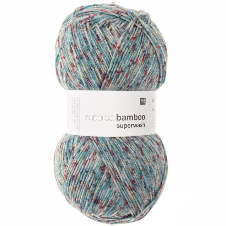 Rico Design Superba Bamboo 4-fädig, Farbe 030 Konfetti Blau – Schurwolle, Synthetik und Viskose bei Lieblingsgarn