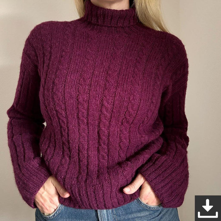 Rita Koch Burgundy Sweater Pullover mit Zopfmuster Strickanleitung - Rita Koch (PDF) bei bei bei bei Lieblingsgarn