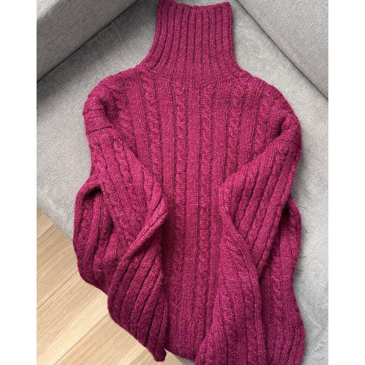 Rita Koch Burgundy Sweater Pullover mit Zopfmuster Strickanleitung - Rita Koch (PDF) bei bei bei bei Lieblingsgarn