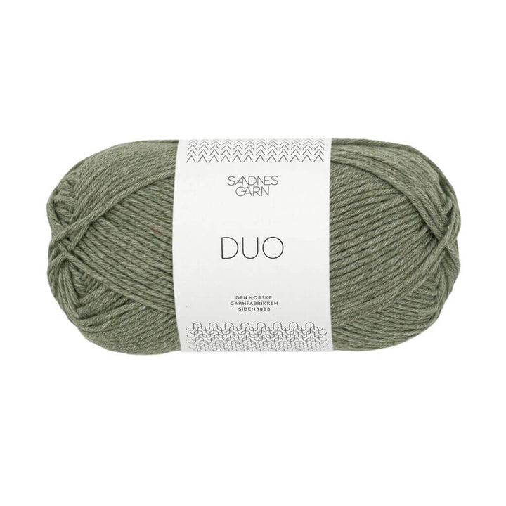 Sandnes Garn Duo, Farbe 9551 Støvet Mosegrønn – Baumwolle und Merino bei Lieblingsgarn