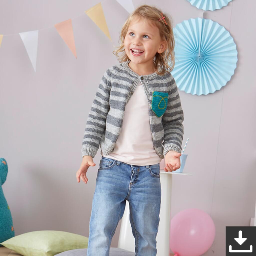 Schachenmayr Pattern Kinder Streifencardigan Strickset - Schachenmayr (PDF) bei bei bei bei Lieblingsgarn