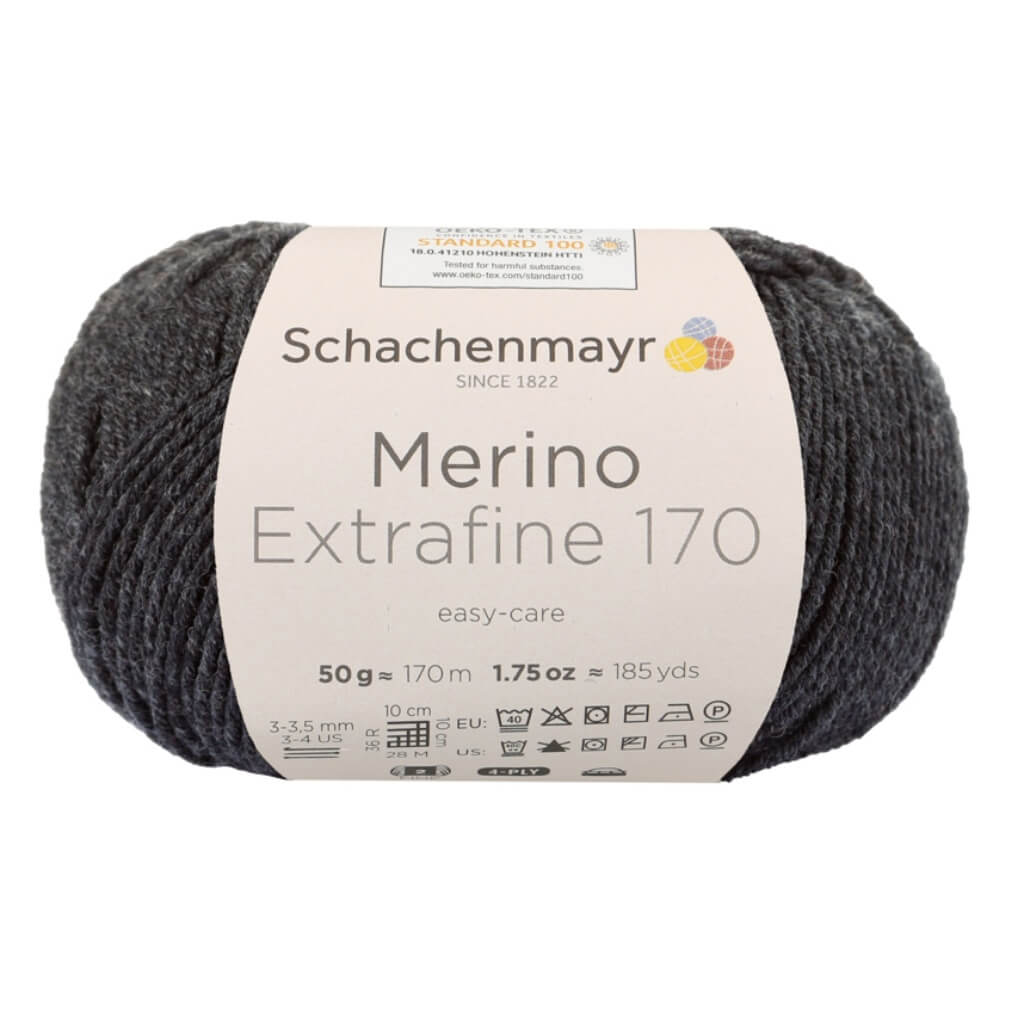 Schachenmayr 98 - Anthrazit Meliert Schachenmayr Merino Extrafine 170 Lieblingsgarn