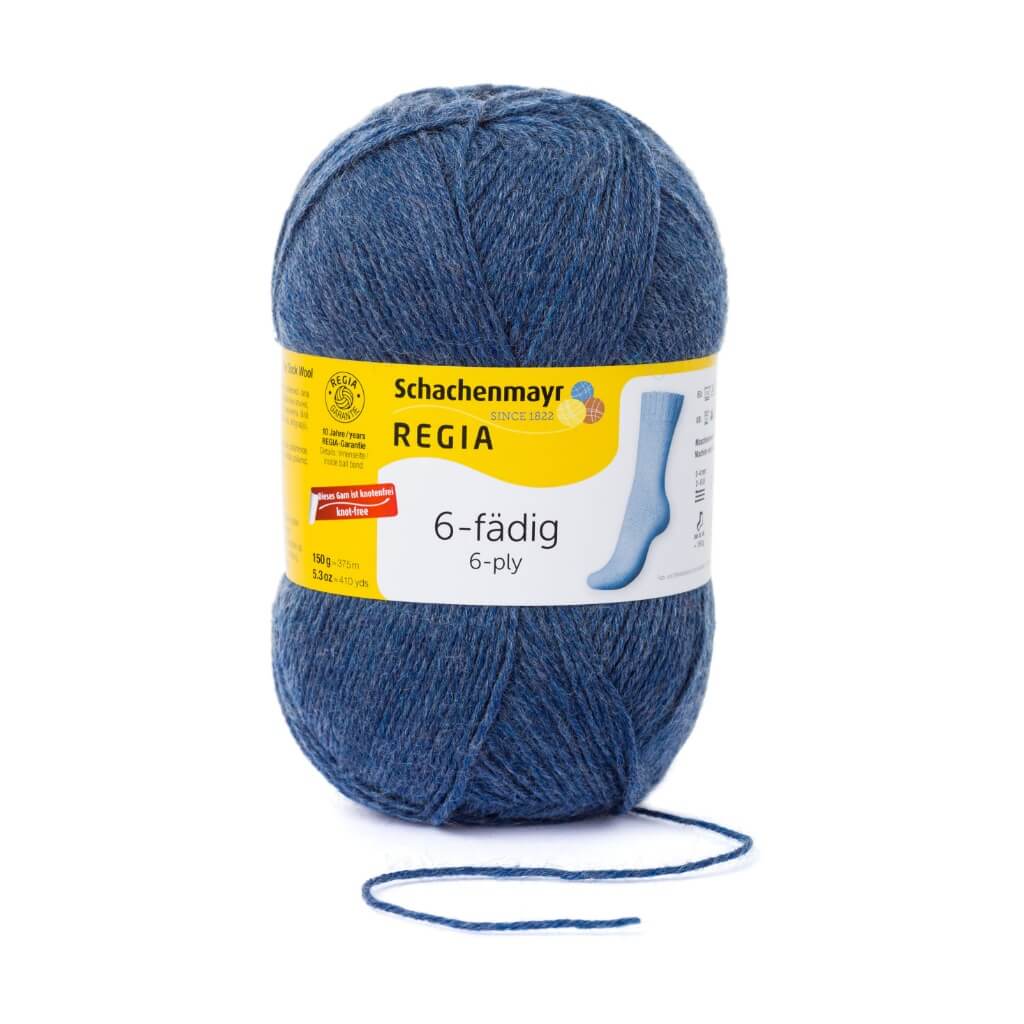 Schachenmayr Regia 6-Fädig 150g, Farbe 2137 Jeans Meliert – Polyamid und Schurwolle bei Lieblingsgarn