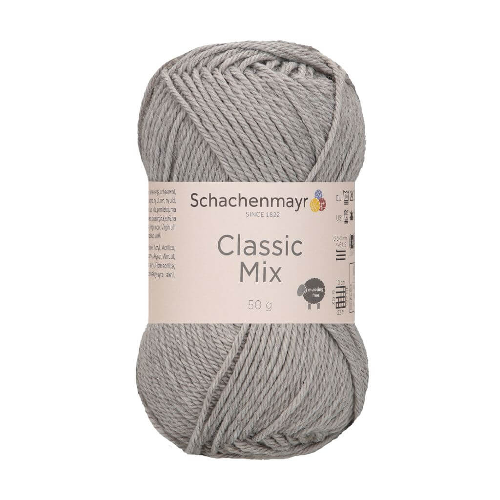 Schachenmayr Classic Mix, Farbe 90 Light Grey Mekiert – Schurwolle und Synthetik bei Lieblingsgarn