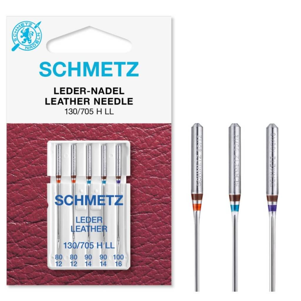 Schmetz Nähmaschinennadel Leder 130/705 H LL, Farbe Sortiert 80 100 – Metall bei Lieblingsgarn