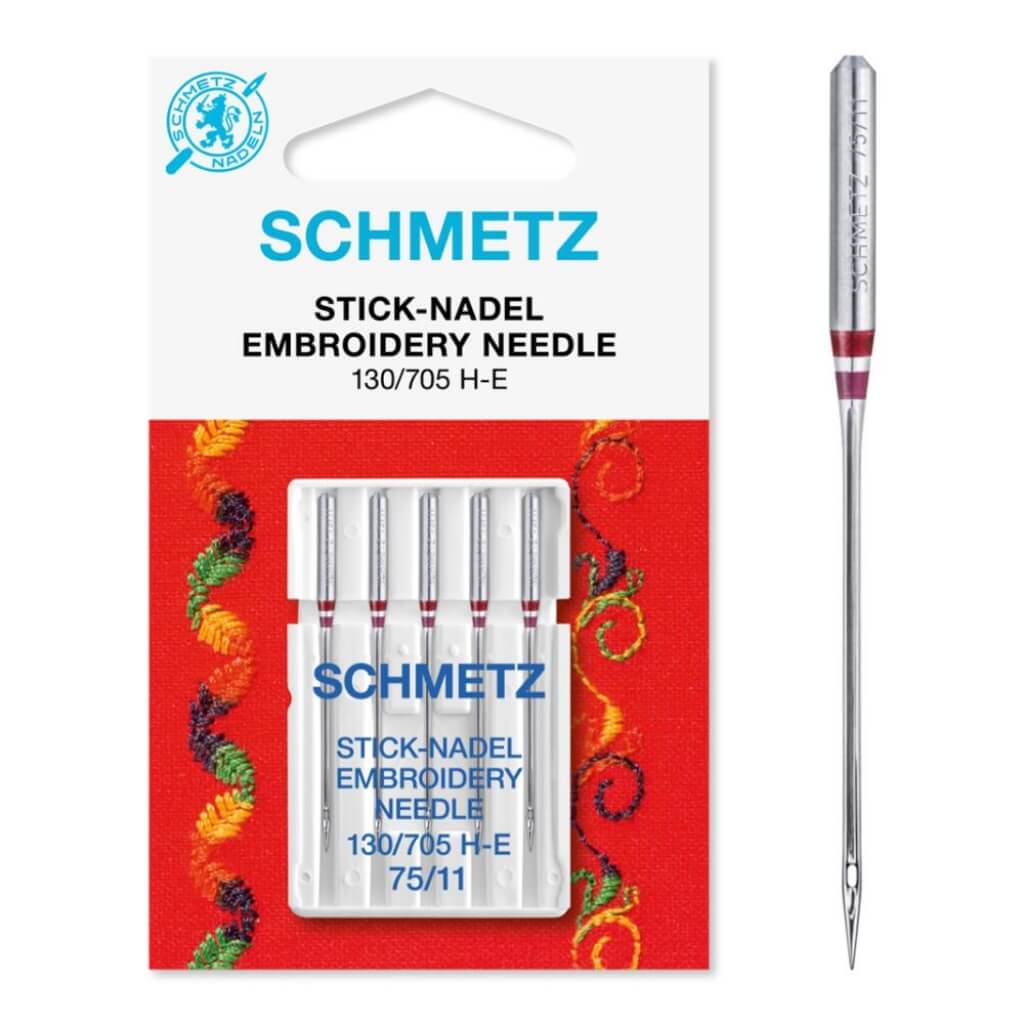 Schmetz 130/705 H-E Sticknadel, Farbe 75 – Metall bei Lieblingsgarn