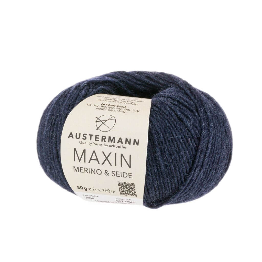 Austermann Maxin Merino &amp; Seide 50g, Farbe 04 Marine – Schurwolle und Seide bei Lieblingsgarn