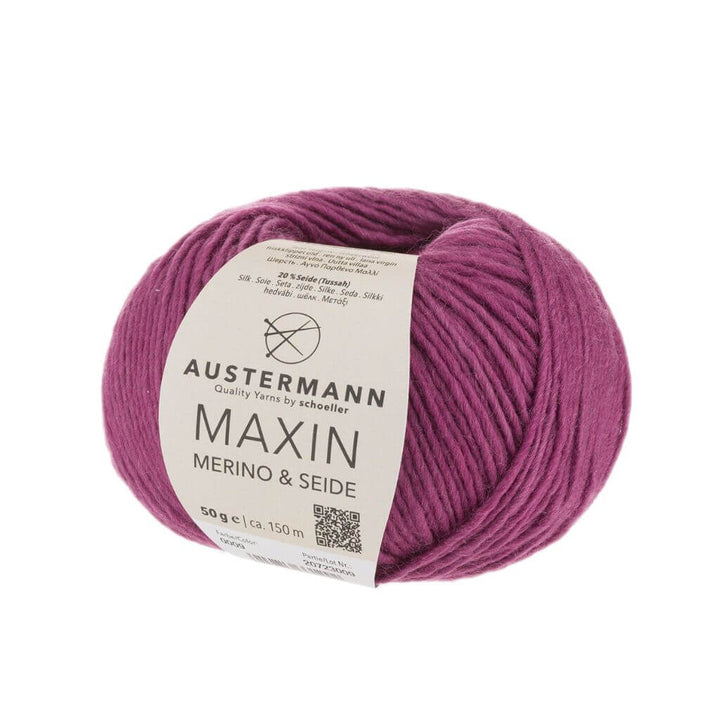 Austermann Maxin Merino &amp; Seide 50g, Farbe 09 Beere – Schurwolle und Seide bei Lieblingsgarn