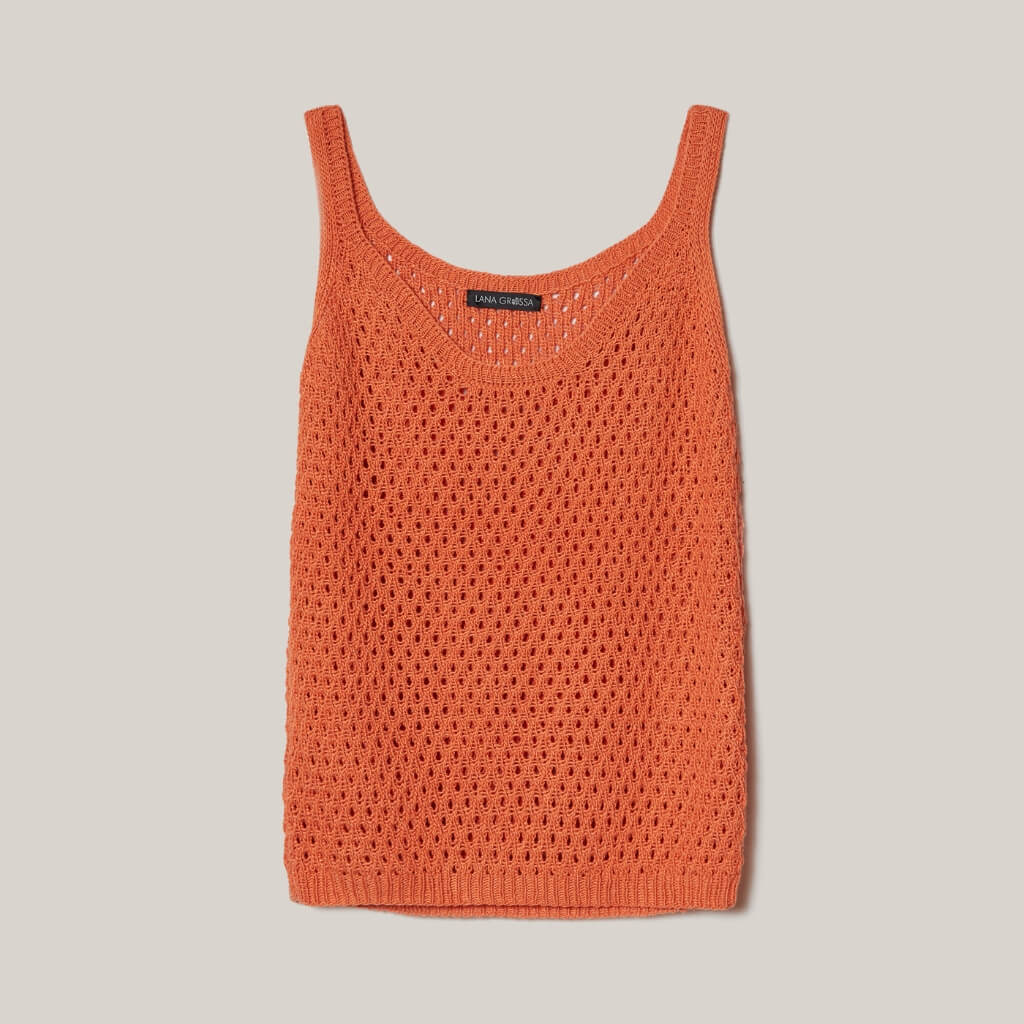 Lana Grossa Pattern Tanktop mit Netzmuster Strickset - Lana Grossa (PDF) bei bei bei bei Lieblingsgarn
