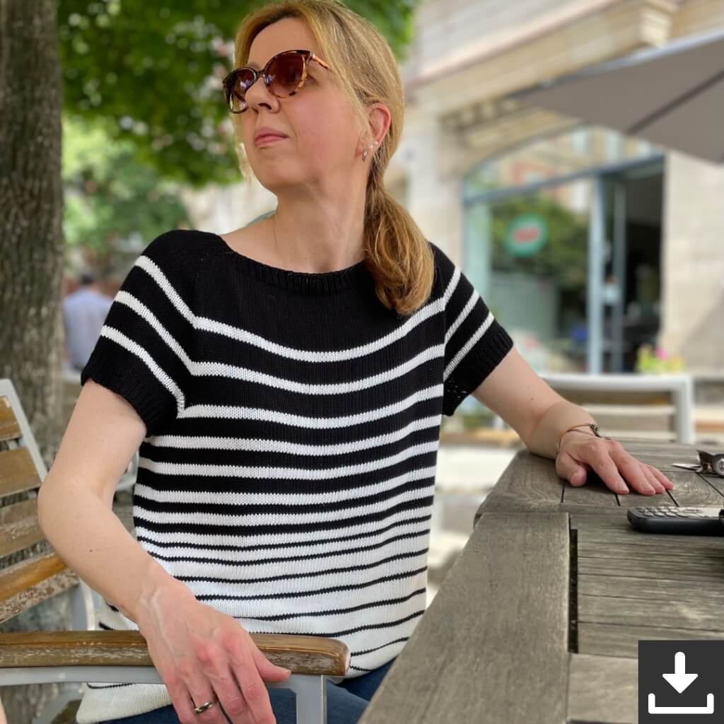 Strickauszeit Shirt Black and White Tee Strickanleitung - Strickauszeit (PDF) bei bei bei bei Lieblingsgarn