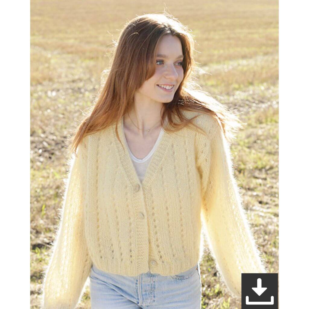 Drops Design Pattern Damen Jacke Sunshine Trail Cardigan Strickset - Drops (PDF) bei bei bei bei Lieblingsgarn