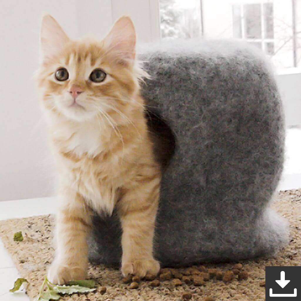 Drops Design Pattern Katzenkorb The Cat Cave mit gefilzten Bällen Strickanleitung - Drops (PDF) bei bei bei bei Lieblingsgarn