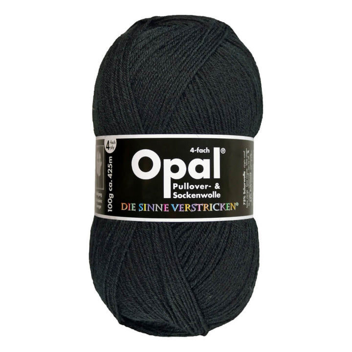 Opal 2619 - Tiefschwarz Opal Sockenwolle Uni 4-fach 100g Lieblingsgarn