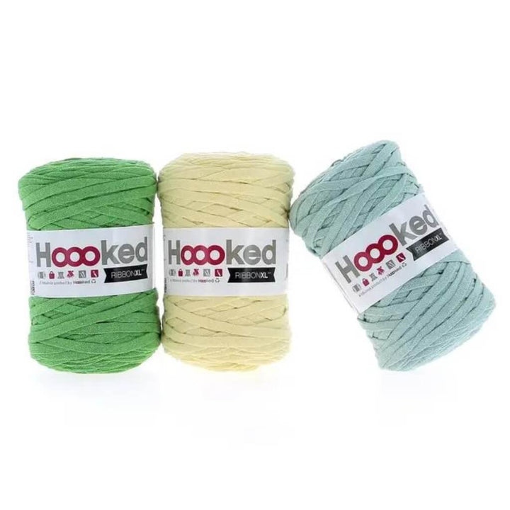 Hoooked Set aus 3 Rollen RibbonXL, Farbe Lemonade Lush – Baumwolle bei Lieblingsgarn