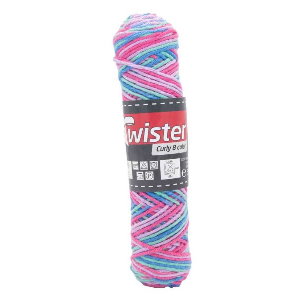 Twister Curly 8F Color 50g, Farbe 110 Lila/Grün/Türkis/Rot – Baumwolle bei Lieblingsgarn