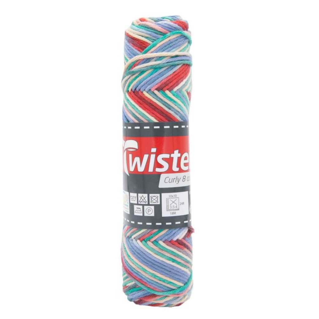 Twister Curly 8F Color 50g, Farbe 111 Blau/Grün/Rot – Baumwolle bei Lieblingsgarn