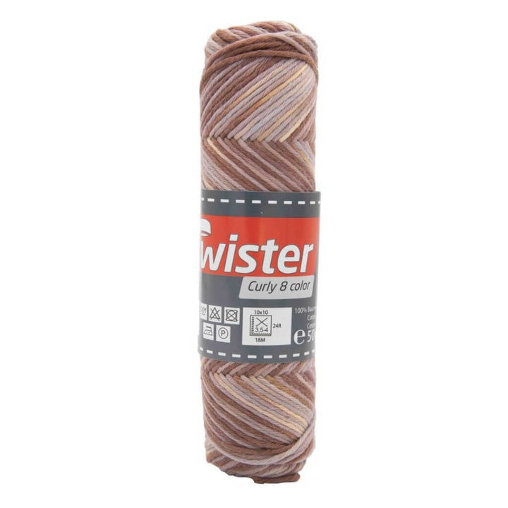Twister Curly 8F Color 50g, Farbe 113 Braun/Beige – Baumwolle bei Lieblingsgarn