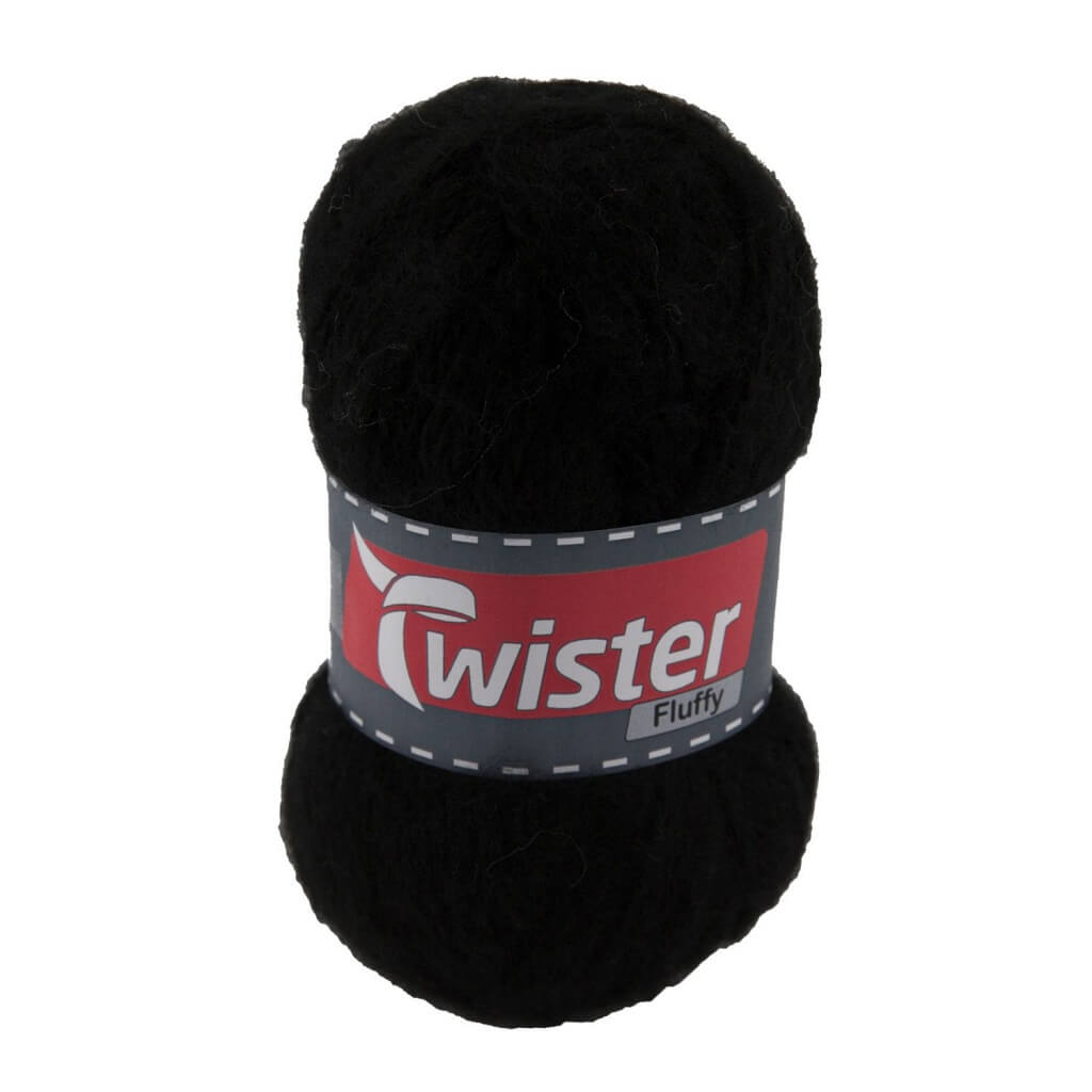 Twister Fluffy 50g - flauschige Wolle, Farbe 90 Schwarz – Acryl bei Lieblingsgarn