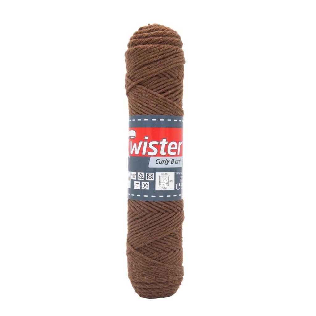 Twister Curly 8 50g - Topflappengarn, Farbe 88 Braun – Baumwolle bei Lieblingsgarn